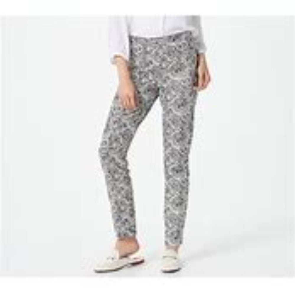 Isaac Mizhari Live! 24/7 Stretch Ikat Paisley Slim-Leg Pants - Tall Plus